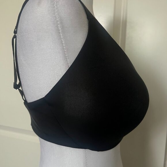 SKIMS Black Wireless Lined T-shirt Adjustable Straps Demi Bra Size 36H - Picture 4 of 7